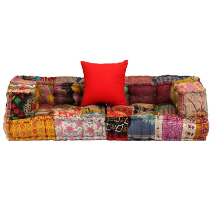 Vidaxl Puf Modular De 2 Plazas De Tela Patchwork_1