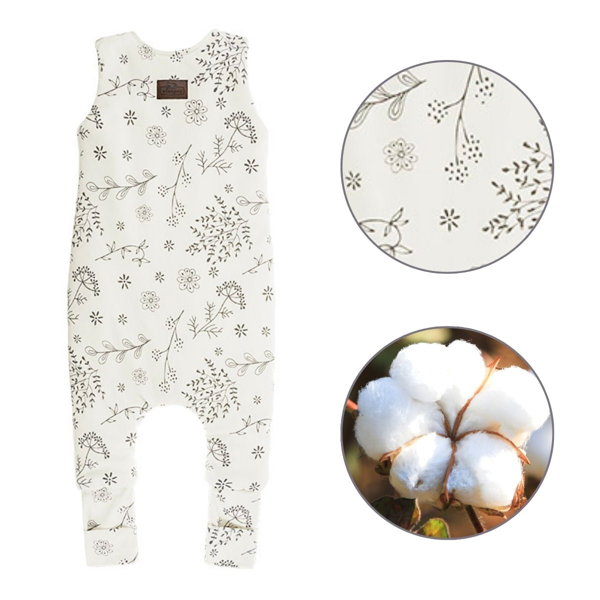 Saco De Dormir Con Pies Reversible T-s Jersey Algodón Black Dots_1