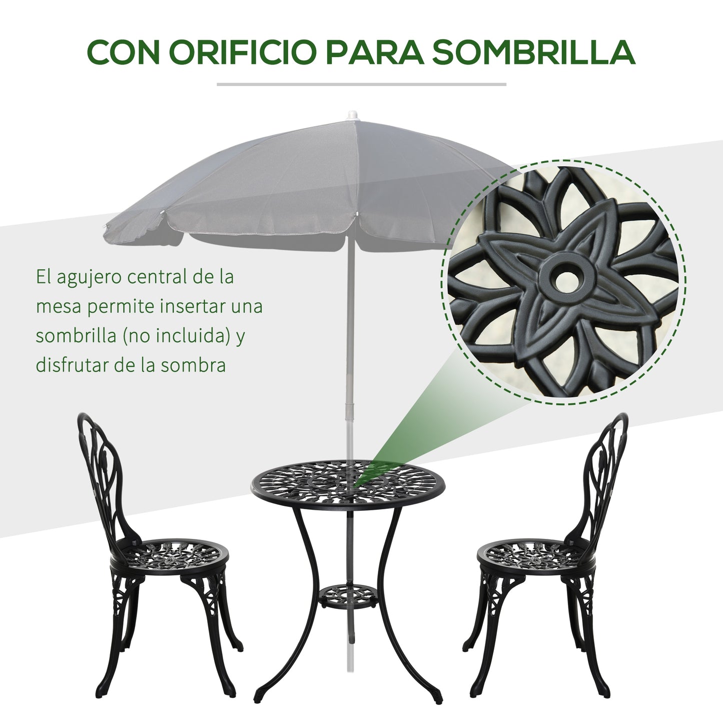 Outsunny Conjunto De Mesa Y Sillas De Terraza Exterior De 3 Piezas Negro_3