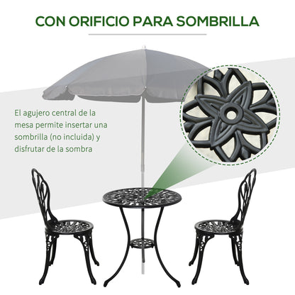 Outsunny Conjunto De Mesa Y Sillas De Terraza Exterior De 3 Piezas Negro_3
