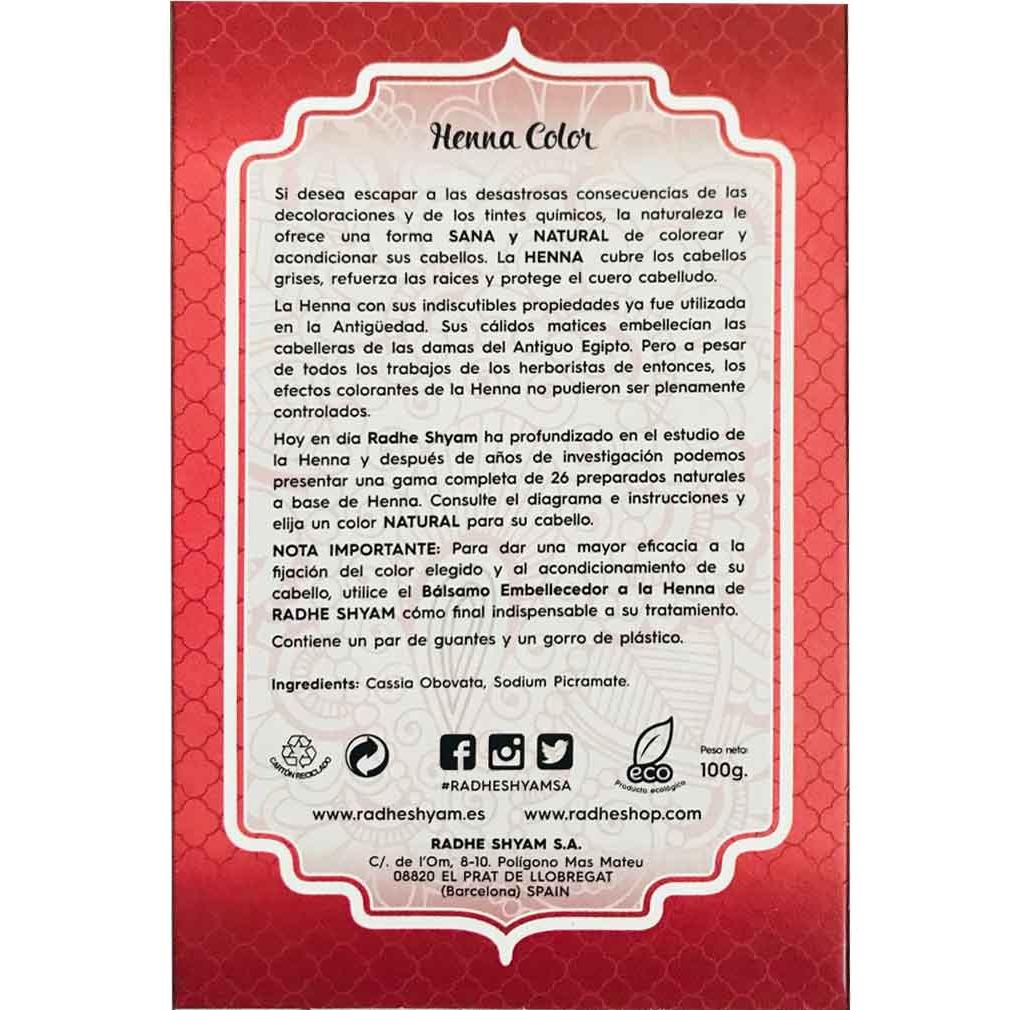 Henna polvo caoba luminoso Radhe Shyam 100 g