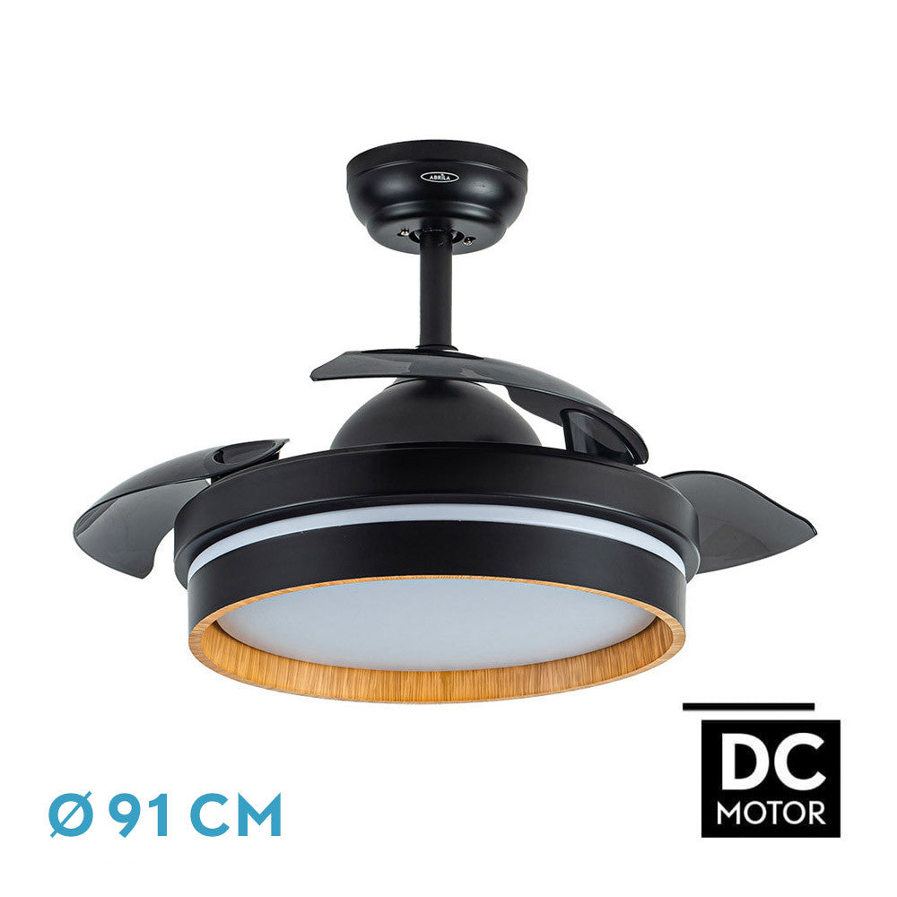 Ventilador Dc Nalon 48w Negro/madera Oscura 3aspas 91d 4800lm 3000-4500-6000k Remoto+memoria+temporizador_0