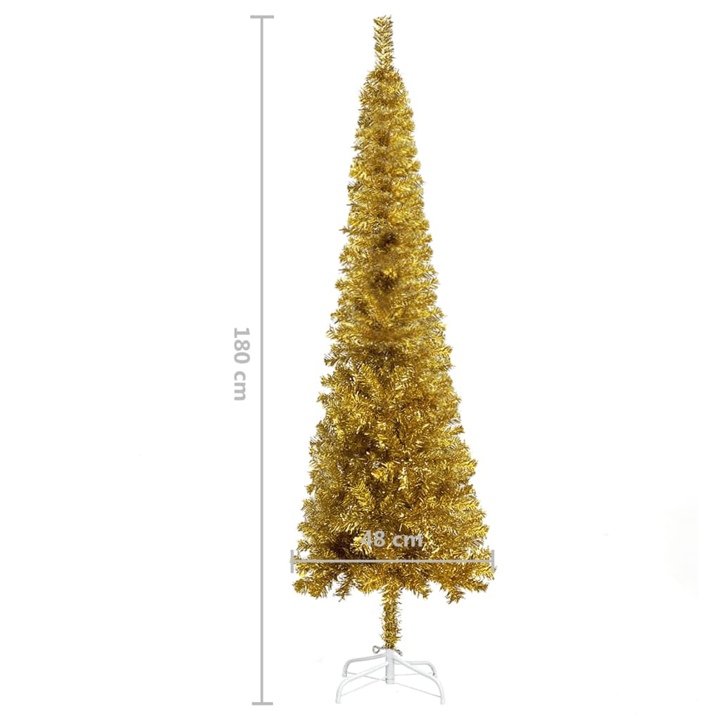 Vidaxl Árbol De Navidad Delgado Dorado 180 Cm_2