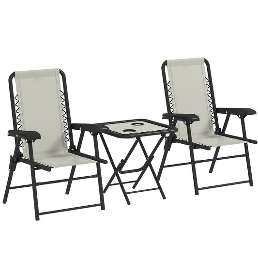 Outsunny Conjunto De Mesa Y Sillas De Terraza Exterior De 3 Piezas Crema_0