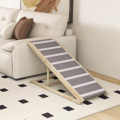 Pawhut Rampa Para Perros De Madera Plegable Altura Ajustable 41-60 Cm 120x50 Cm_3