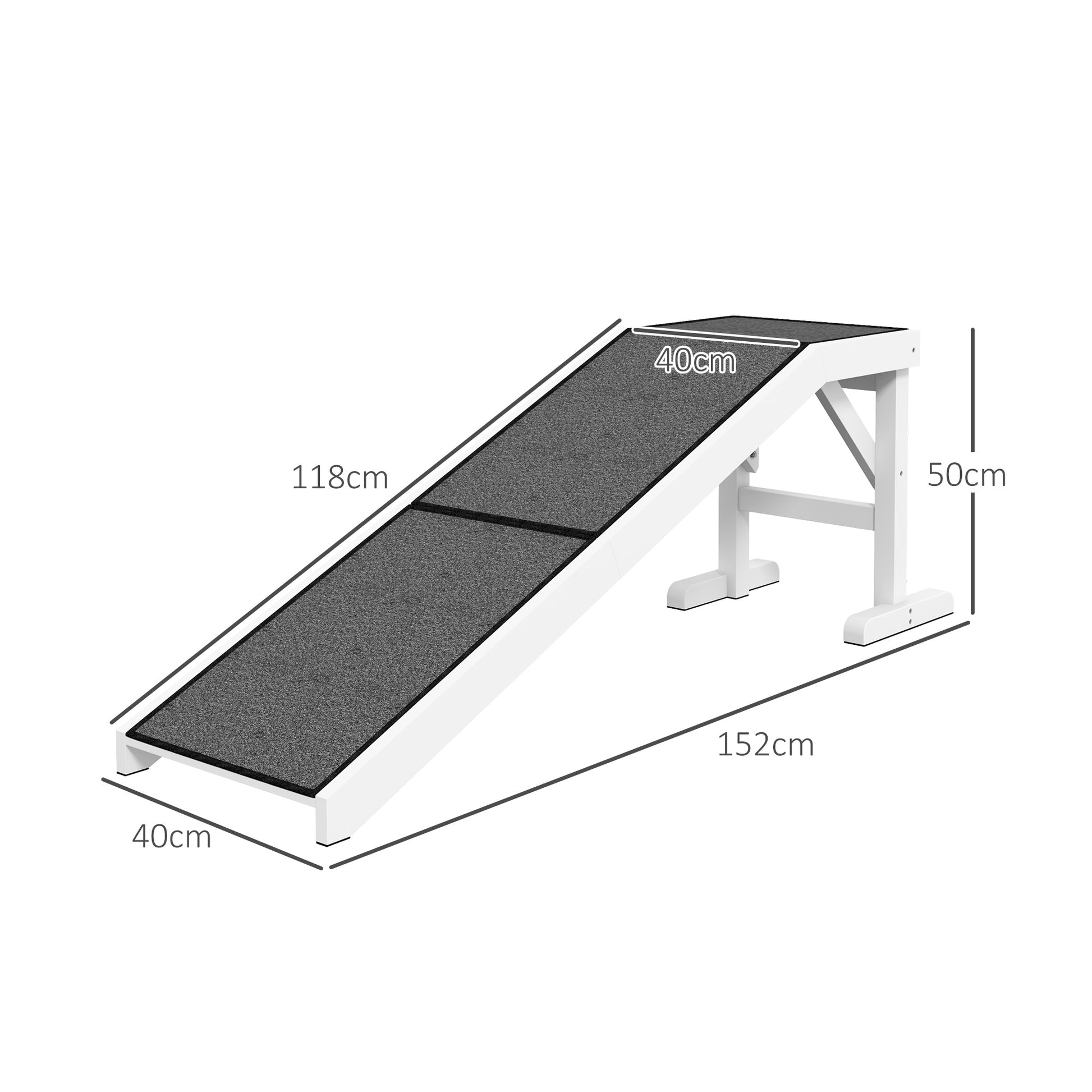 Pawhut Rampa Para Perros De Madera Con Alfombra Antideslizante 152x40x50 Cm_2
