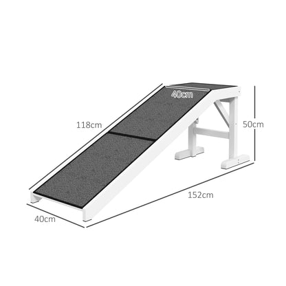 Pawhut Rampa Para Perros De Madera Con Alfombra Antideslizante 152x40x50 Cm_2
