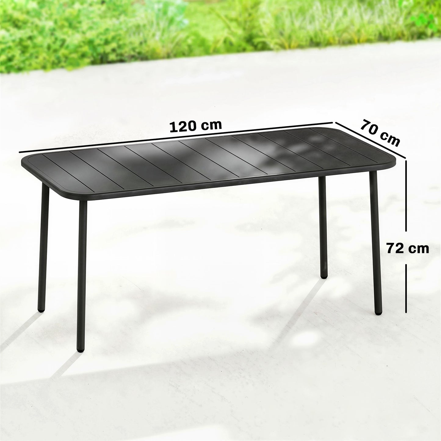Outsunny Mesa De Comedor De Jardín Rectangular 120x70x72 Cm Para 4 Personas_2