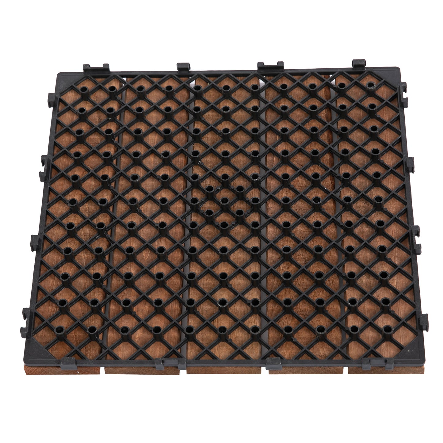 Outsunny Set 27 Baldosas De Madera De Clic 30x30 Cm Área De 2,43 M² Marrón_4