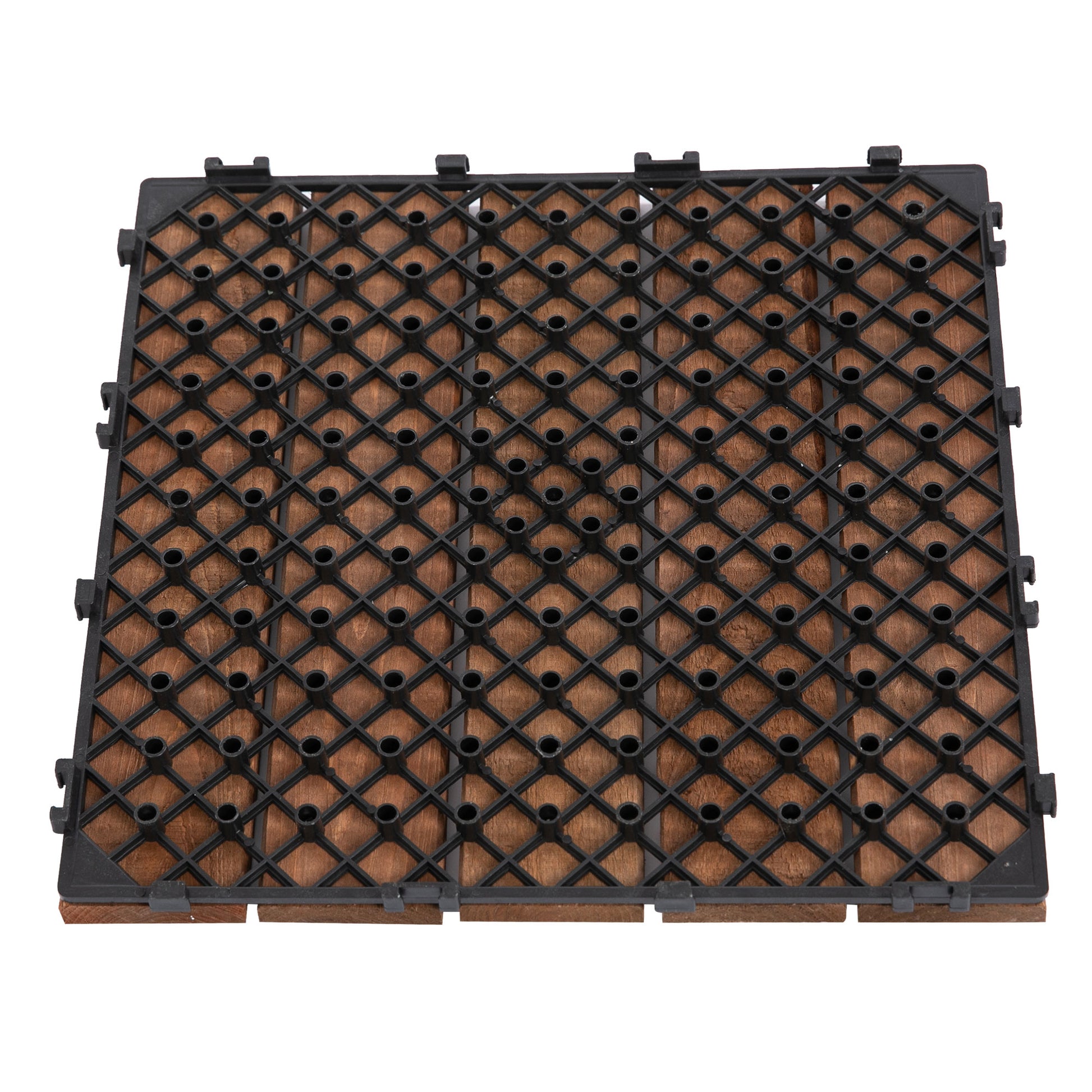 Outsunny Set 27 Baldosas De Madera De Clic 30x30 Cm Área De 2,43 M² Marrón_4