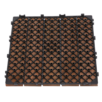 Outsunny Set 27 Baldosas De Madera De Clic 30x30 Cm Área De 2,43 M² Marrón_4
