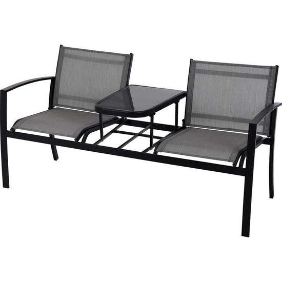 Banco de jardín 2 plazas con mesa anexada