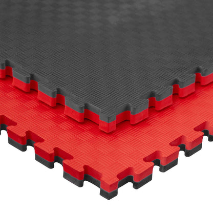 Tatami Puzzle 4cm 100x100cm – Superficie 5 Líneas Negro/rojo_0