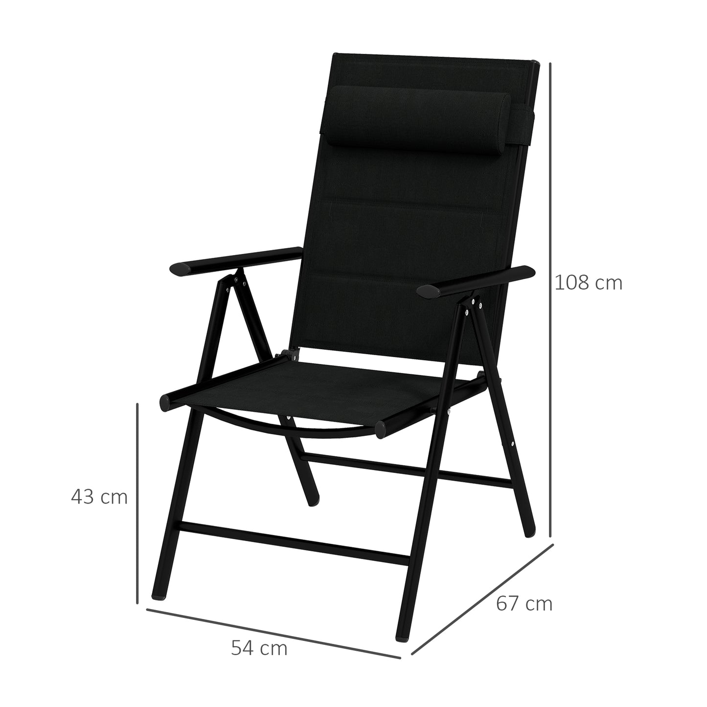 Outsunny Conjunto De 2 Sillas De Camping Plegables 54x67x108 Cm Negro_2