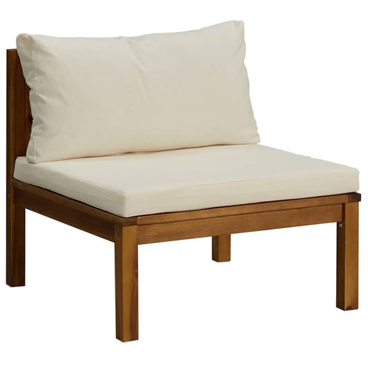 Vidaxl Sofá Intermedio Seccional Cojín Blanco Crema Madera De Acacia_0