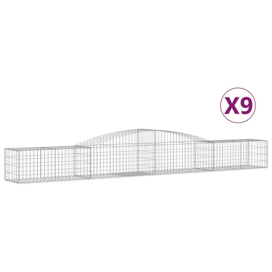 Cestas De Gaviones 9 Uds Forma De Arco Hierro 400x50x40/60 Cm_0