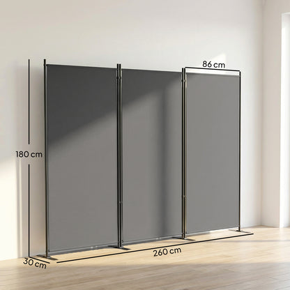 Outsunny Biombo Plegable De 3 Paneles, 260x180 Cm Protección Upf 30+ Gris Oscuro_2