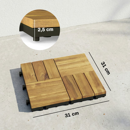Outsunny Set De 10 Piezas Baldosas De Exterior De Madera 31x31 Cm 0,91m² Natural_2