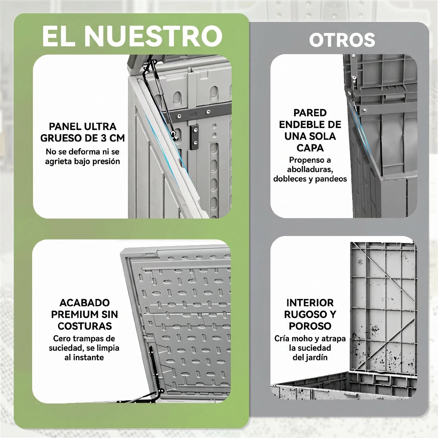 Outsunny Cobertizo De Jardín 940l Con Tapa Abatible 2 Puertas Cerradura Gris_5
