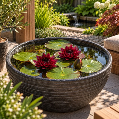 Nenúfar Rojo Oscuro - Nymphaea - 1x Nenúfar Multiflor Con Cesta_3