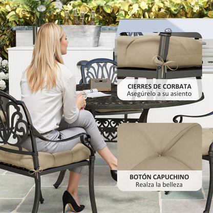 Outsunny Conjunto De Cojines Para Sillas De Comedor 48x48x10 Cm Caqui_4