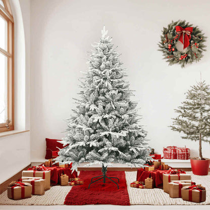 Vidaxl Árbol De Navidad Artificial Con Nieve Pvc Y Pe Verde 180 Cm_1