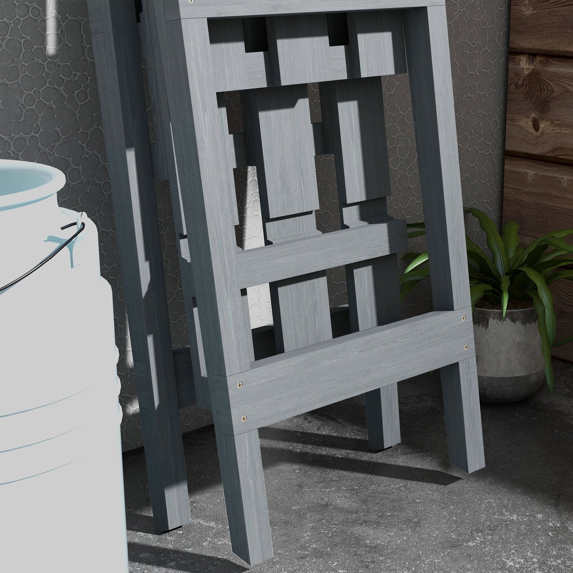 Outsunny Estantería Para Plantas De Madera Con Marco En A 100x36x112 Cm Gris_3