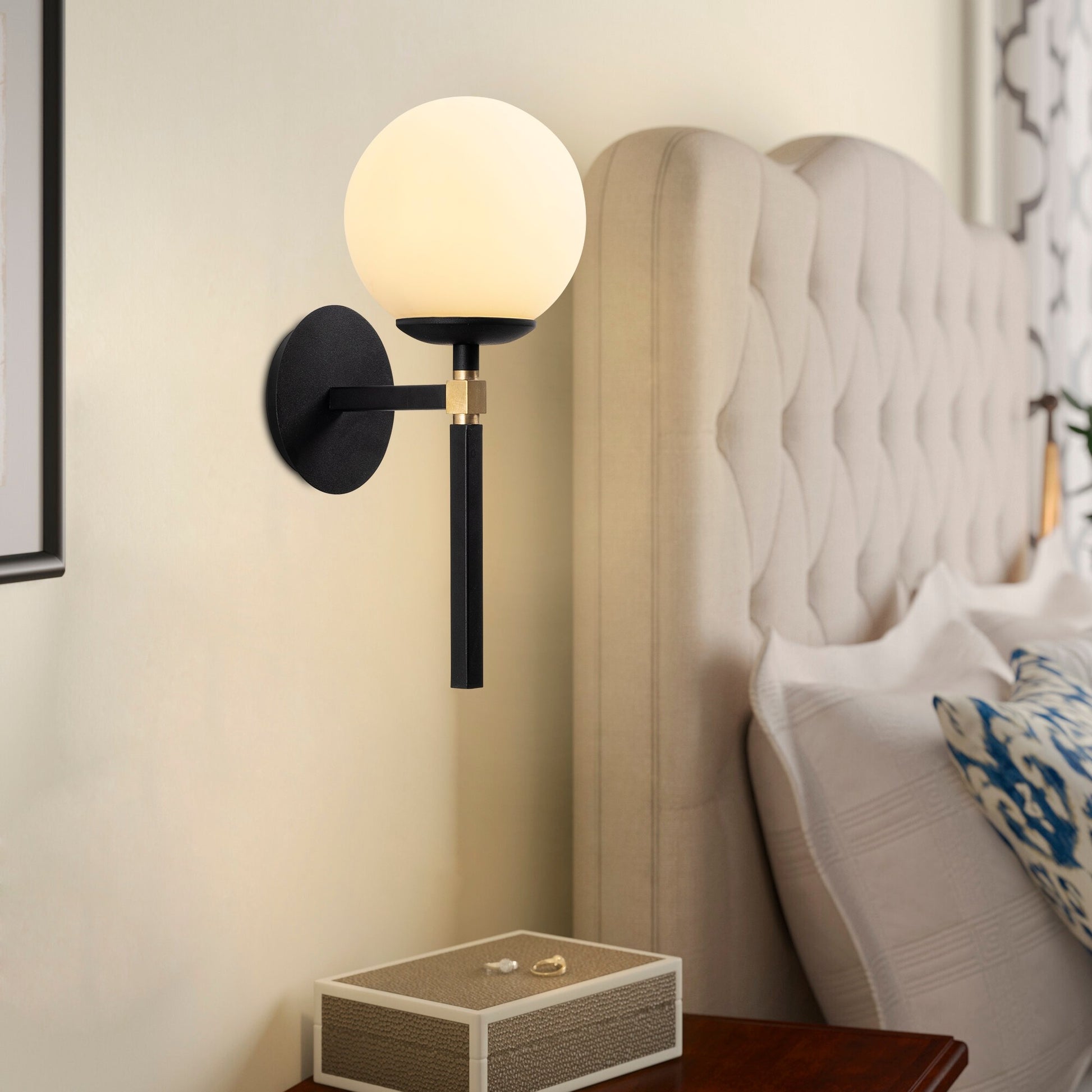 Aplique De Pared, Metal , Negro blanco, 15x20x37, Casquillo E 27 Max 40 W_5