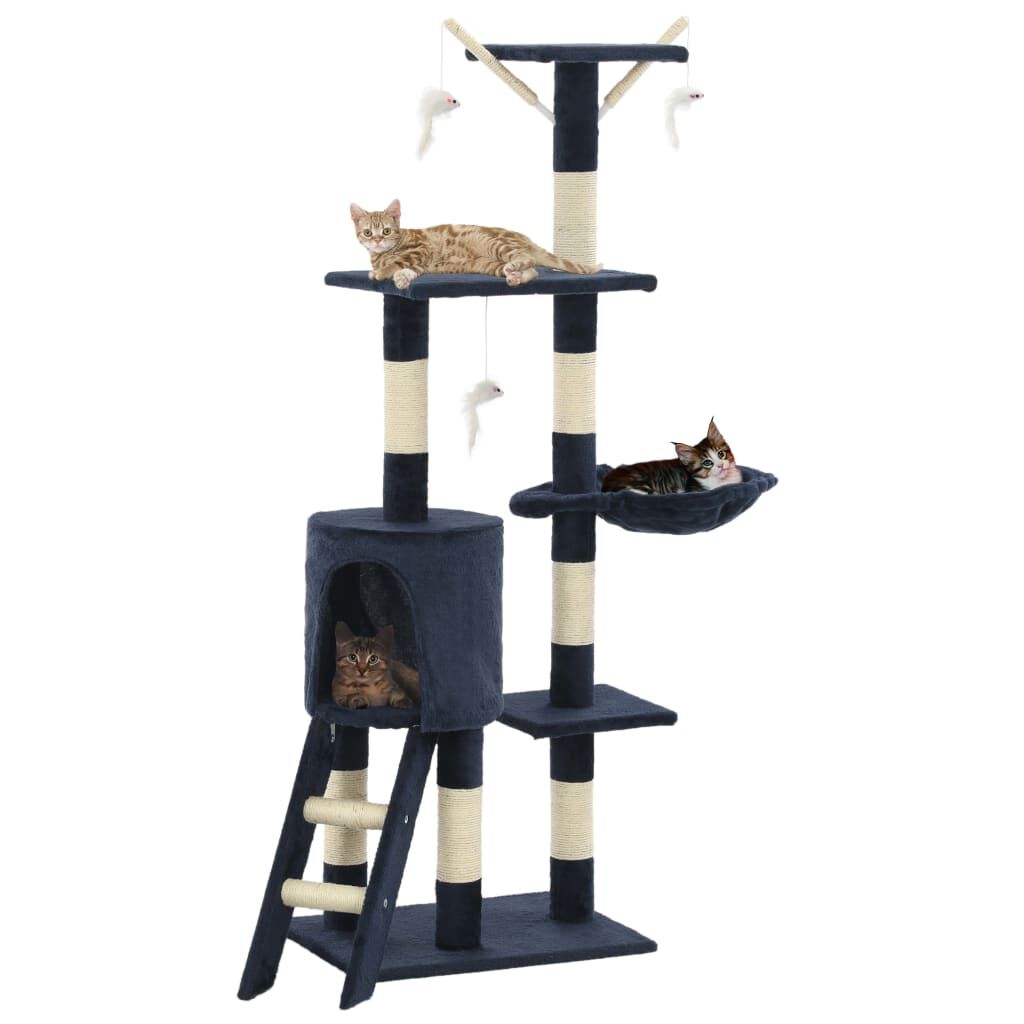 Vidaxl Rascador Para Gatos Con Poste De Sisal 138 Cm Azul Oscuro_1