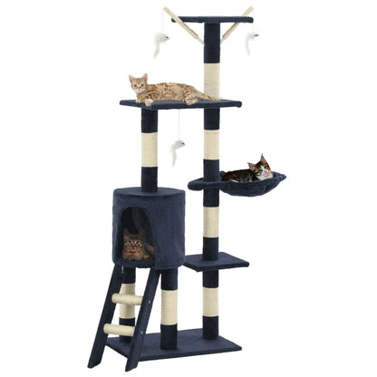 Vidaxl Rascador Para Gatos Con Poste De Sisal 138 Cm Azul Oscuro_1