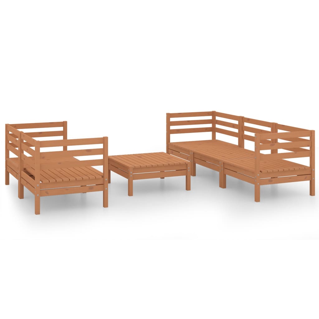 Juego Muebles De Jardín 6 Pzas Madera Maciza Pino Marrón Miel / Vetonek_2