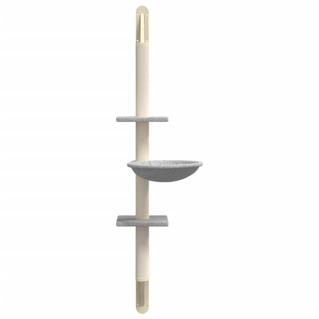 Vidaxl Árbol Rascador Para Gatos De Pared Gris Claro 142,5 Cm_3