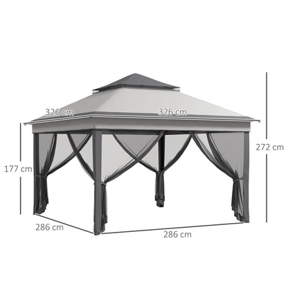 Outsunny Carpa Plegable 3,26x3,26x2,72 M Con Doble Techo Altura Ajustable Gris_2