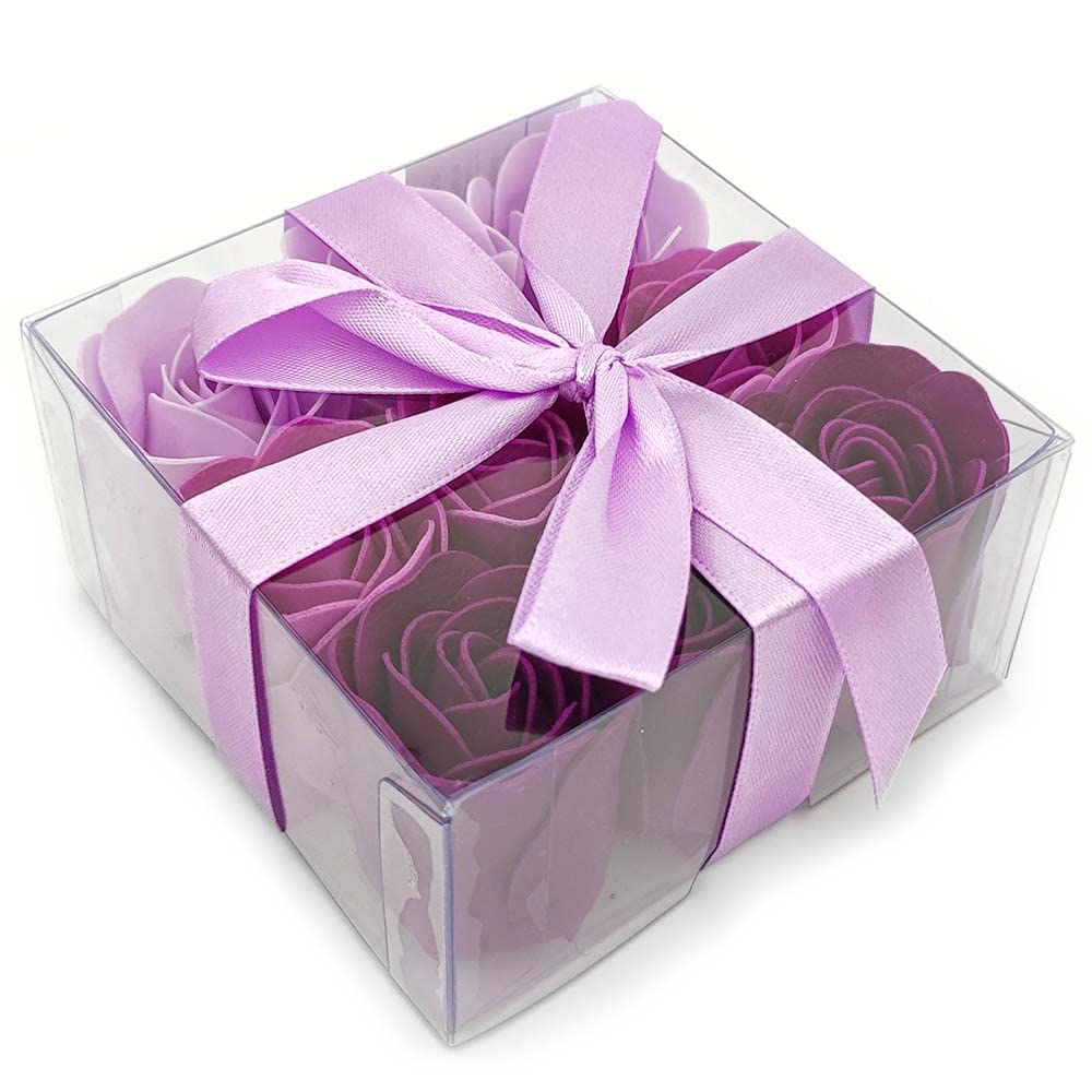 Caja 9 Rosas De Jabón (lila) - Flores Con Pétalos De Jabón Perfumados - Regalo Original Para Días Especiales_0