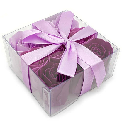Pack 20 Cajas 9 Rosas De Jabón (lila) - Flores Con Pétalos De Jabón Perfumados - Regalo Original Para Días Especiales_0
