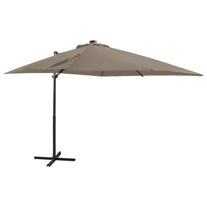 Vidaxl Sombrilla De Jardín Voladiza Con Palo Y Luces Led Taupe 250 Cm_0