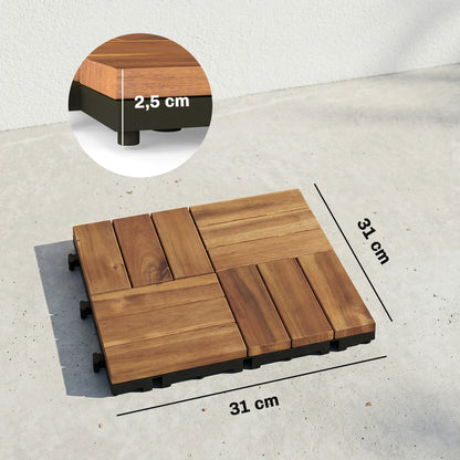 Outsunny Set De 10 Piezas Baldosas De Exterior De Madera 31x31 Cm 0,91m² Marrón_2