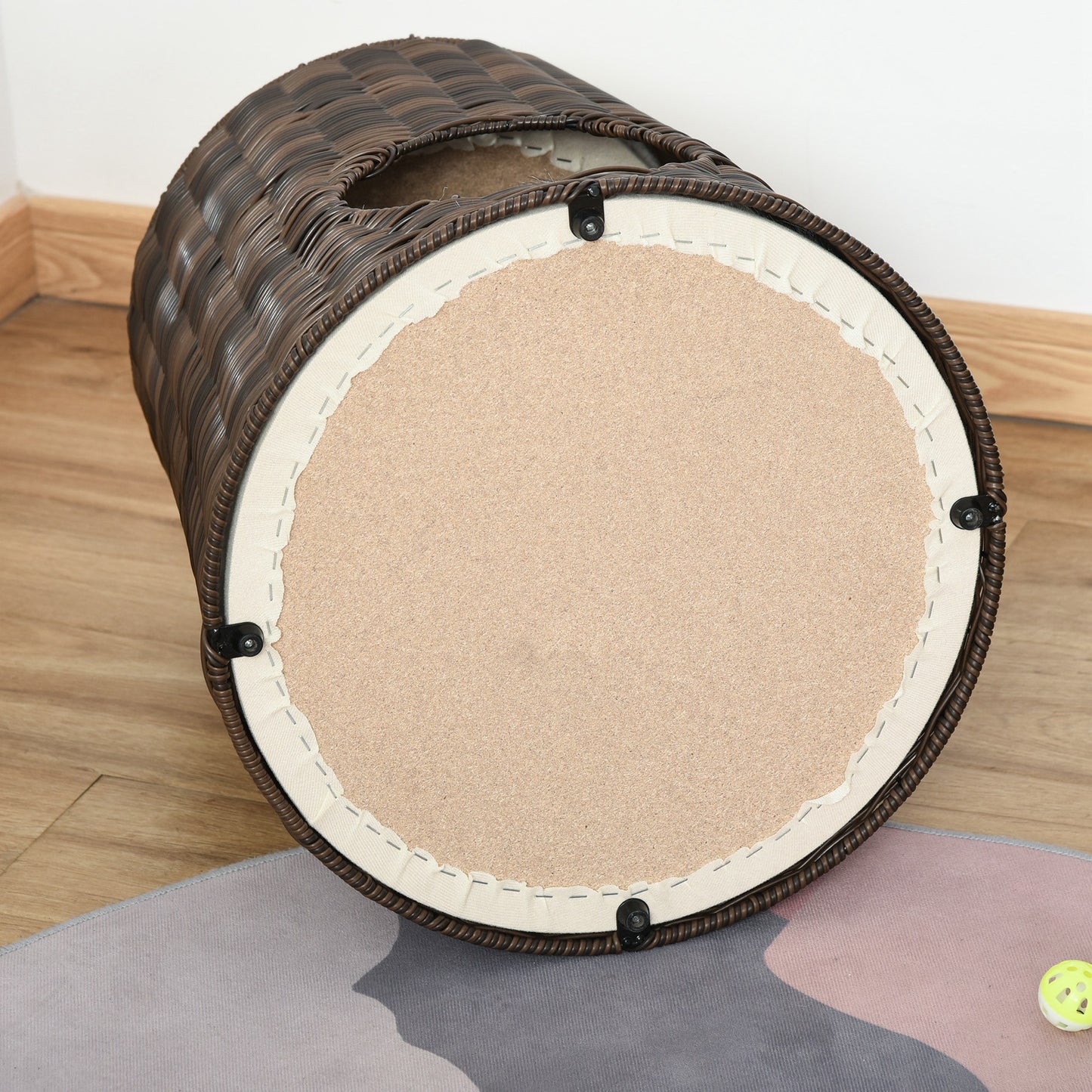 Pawhut Cesta De Ratán Para Gatos De 2 Niveles Con Cojines Lavables Ø45x50 Cm_4