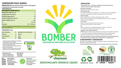 Bioestimulante Bomber Con Aminoácidos De Origen Vegetal Chamae 20 Litros.