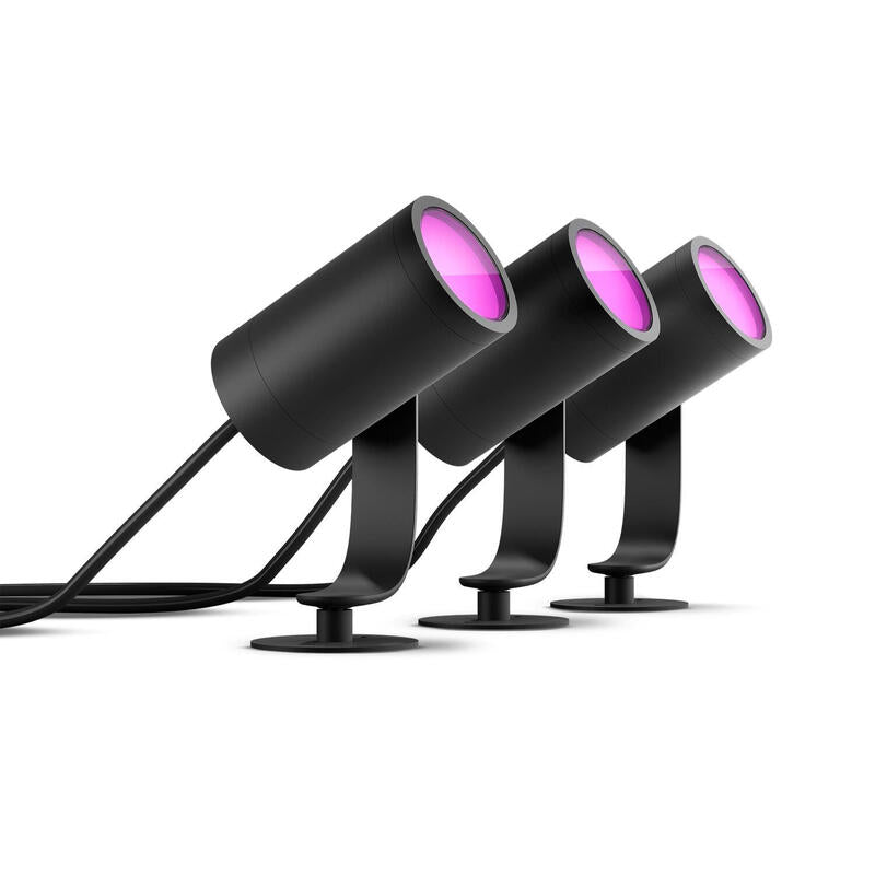 Foco - Philips Hue Lily, 3 Focos, Inteligentes, Exterior, Led, Luz Blanca Y Color, Domótica_0