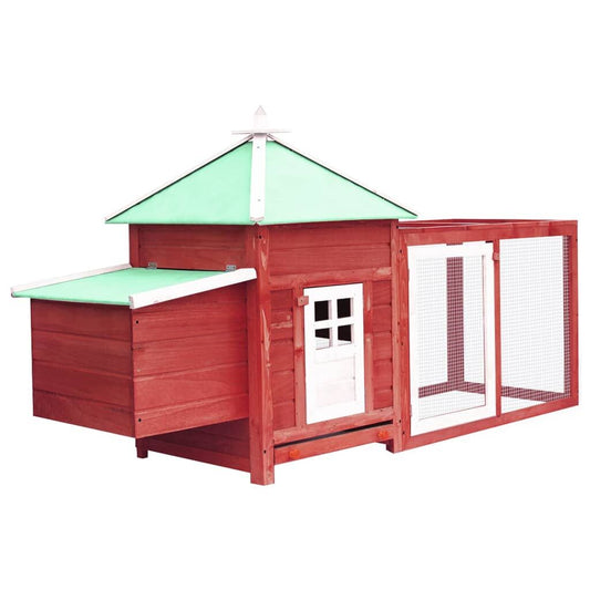 Vidaxl Gallinero Con Ponedero Madera Maciza Abeto Rojo 190x72x102 Cm_0