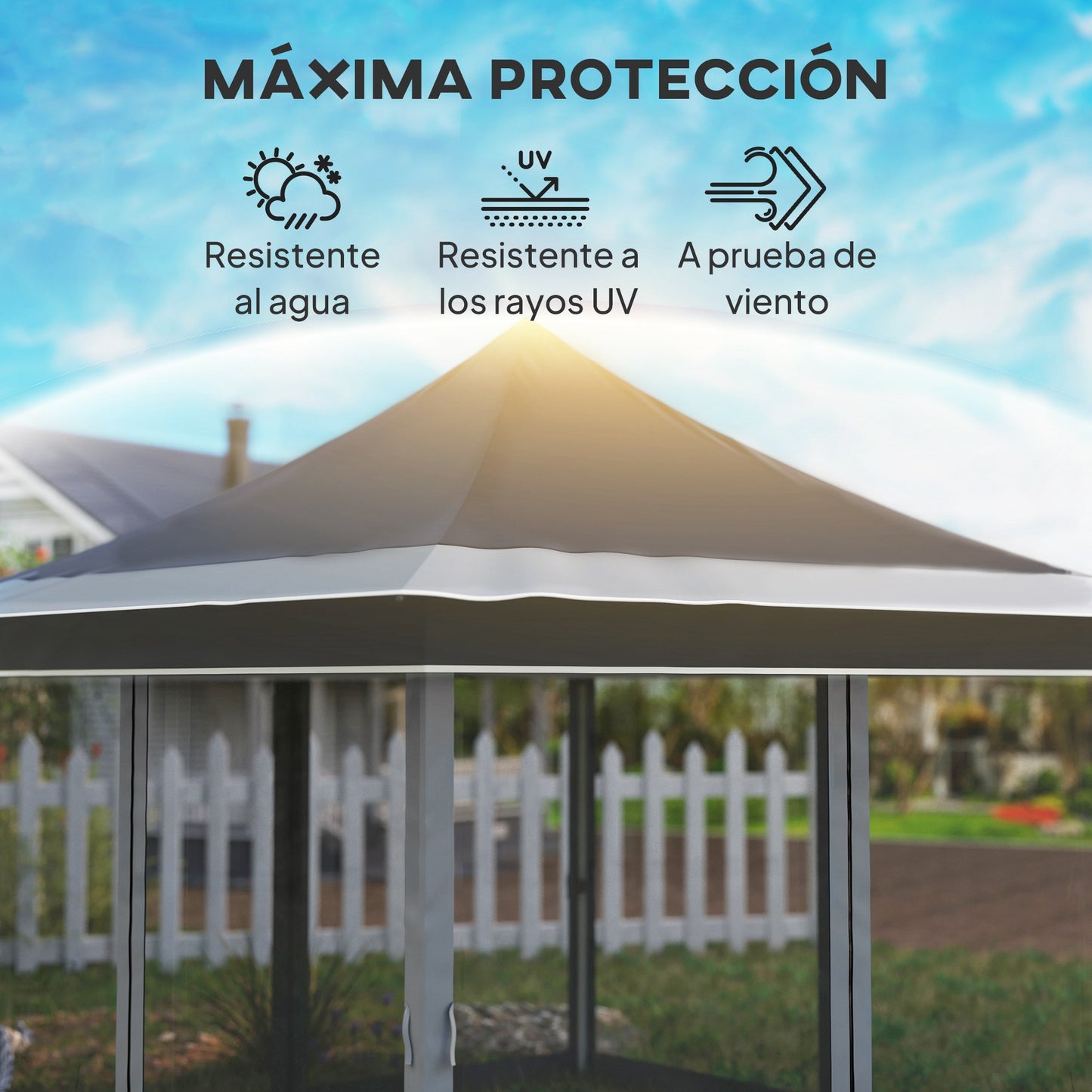 Outsunny Carpa Plegable 3,5x3,5x3 M Con 4 Mosquiteras Altura Ajustable Gris_5