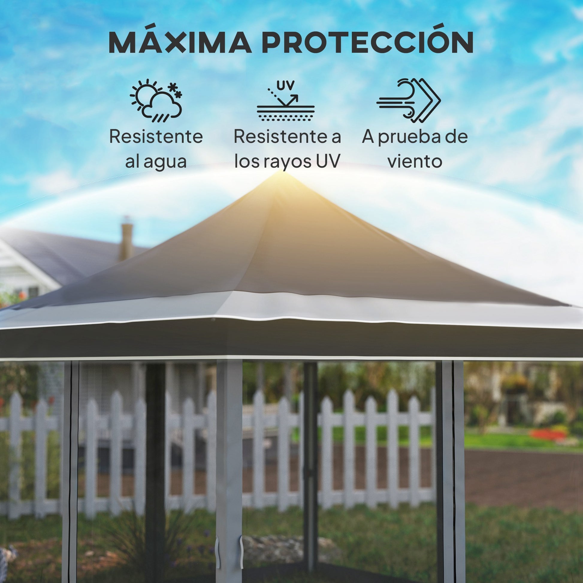 Outsunny Carpa Plegable 3,5x3,5x3 M Con 4 Mosquiteras Altura Ajustable Gris_5