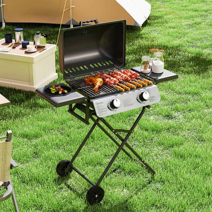 Outsunny Barbacoa De Gas Con 2 Quemadores De Acero Inoxidable 5,6 Kw Con Ruedas_1