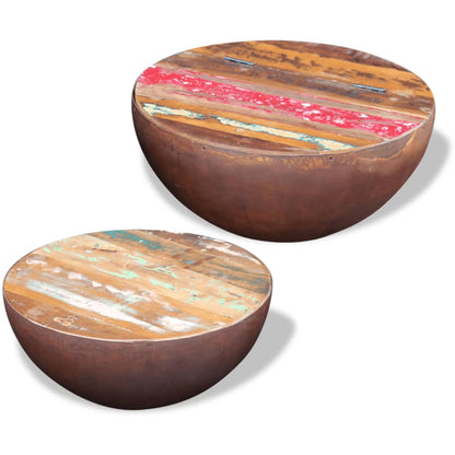 Set Mesa De Centro Forma Cuenco 2 Uds Madera Maciza Reciclada_1