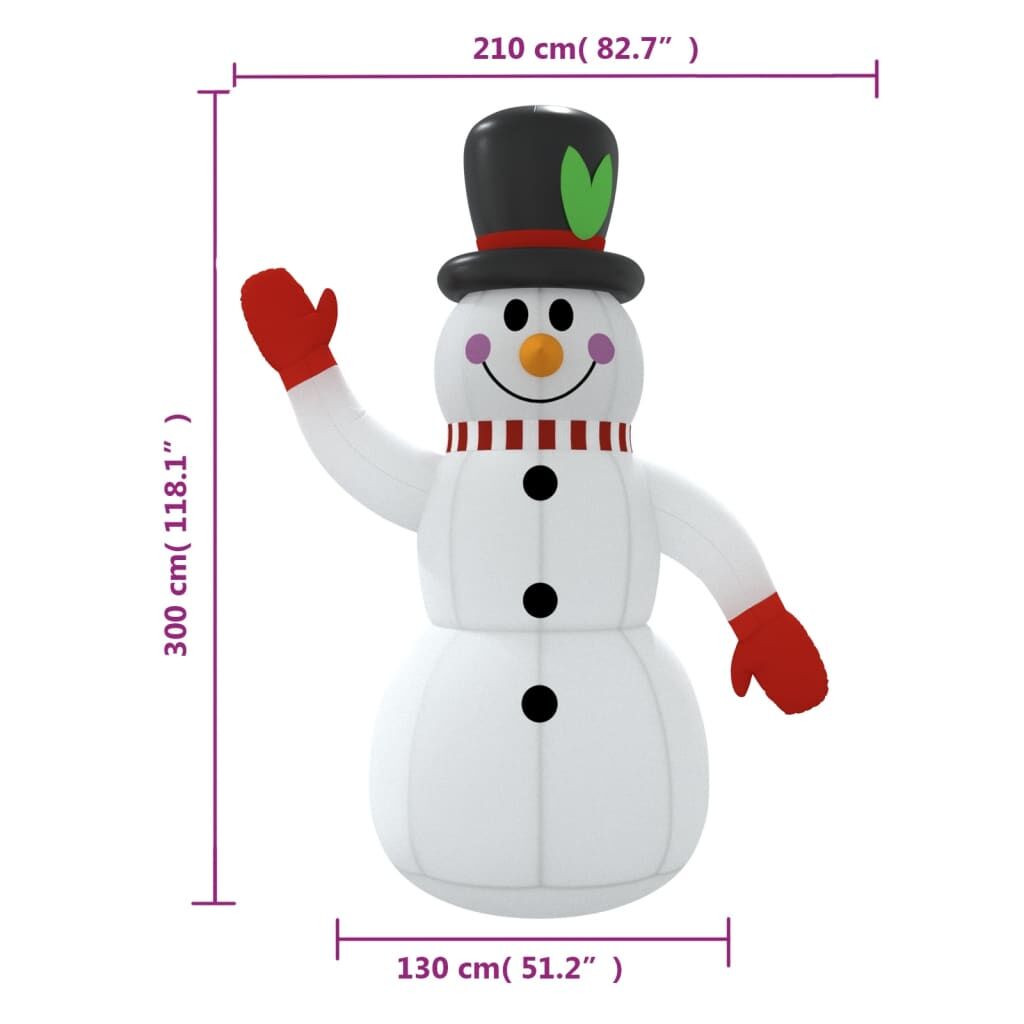 Vidaxl Muñeco De Nieve Inflable Con Leds 300 Cm_2