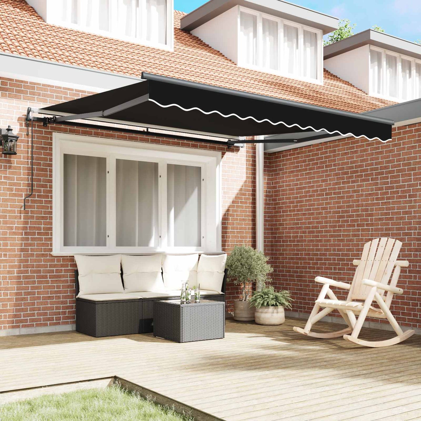 Toldo Retráctil Negro 300 X 250 Cm Tela Y Aluminio_2