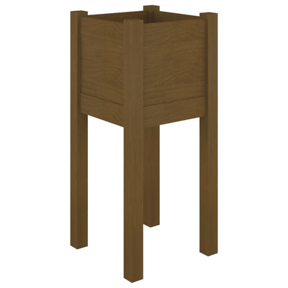 Jardinera De Madera Maciza De Pino Marrón Miel 31x31x70 Cm_0