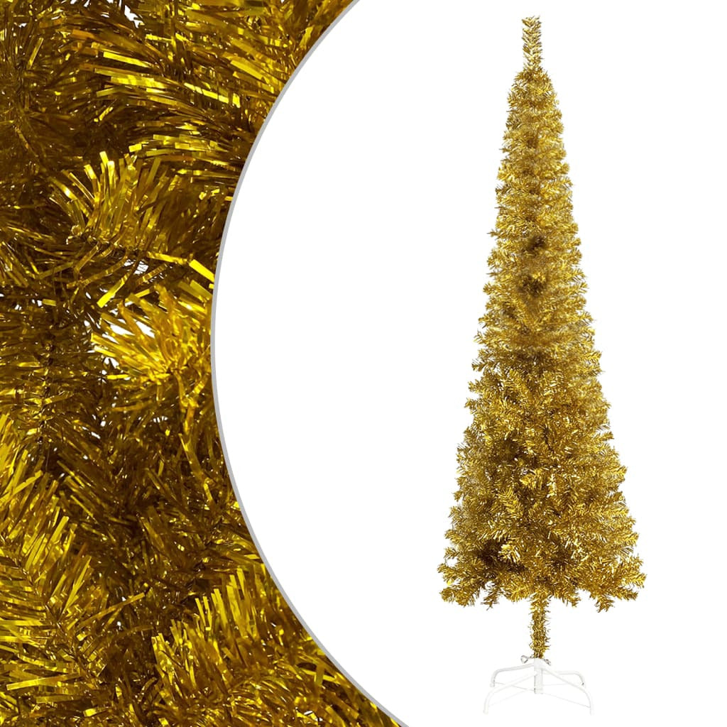 Vidaxl Árbol De Navidad Delgado Dorado 120 Cm_0
