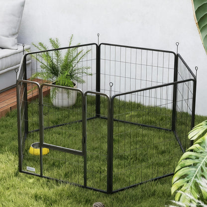 Pawhut Parque Para Perros De 6 Paneles De 80 Cm De Altura Con Puerta Negro_1